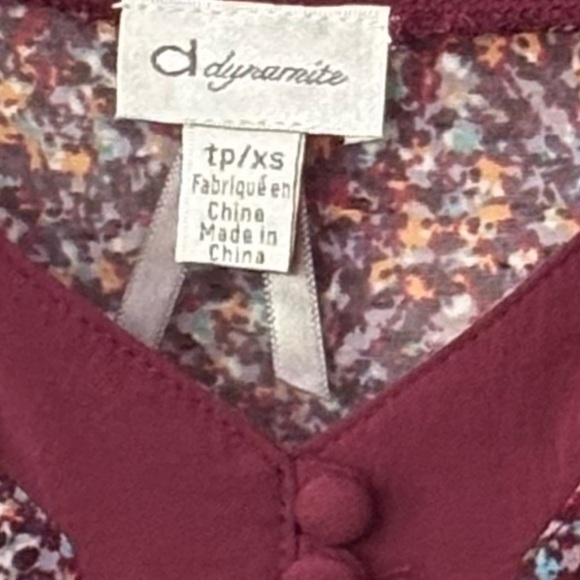 Dynamite| Vintage Y2K Silky Burgundy Multicolour Camisole Blouse Sz XS - Picture 4 of 4